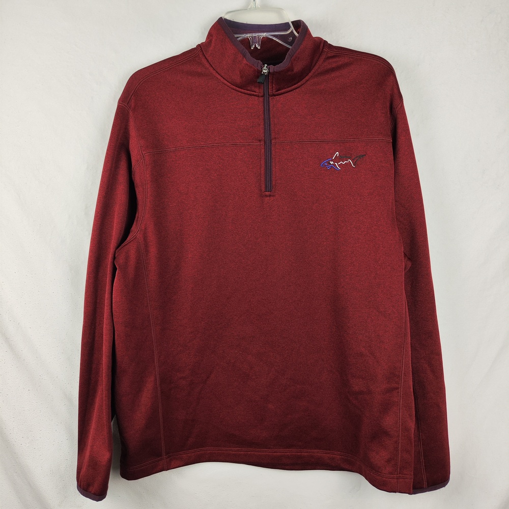 Greg Norman Pullover Mens Medium Red 1/4 Zip Mock Neck Long Sleeve Golf